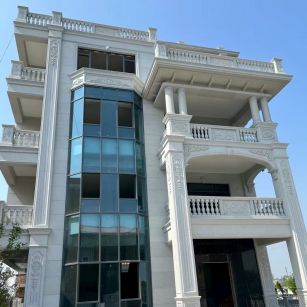 山东 芝麻白花岗岩别墅外墙干挂效果展示