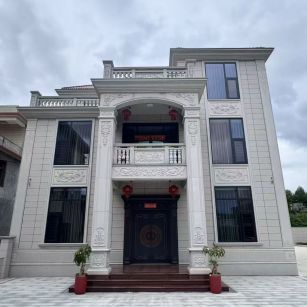 山东 芝麻白石材别墅干挂案例展示