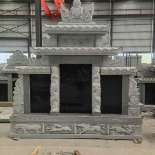 山东 芝麻灰高档墓碑、土墓，一套也支持定做