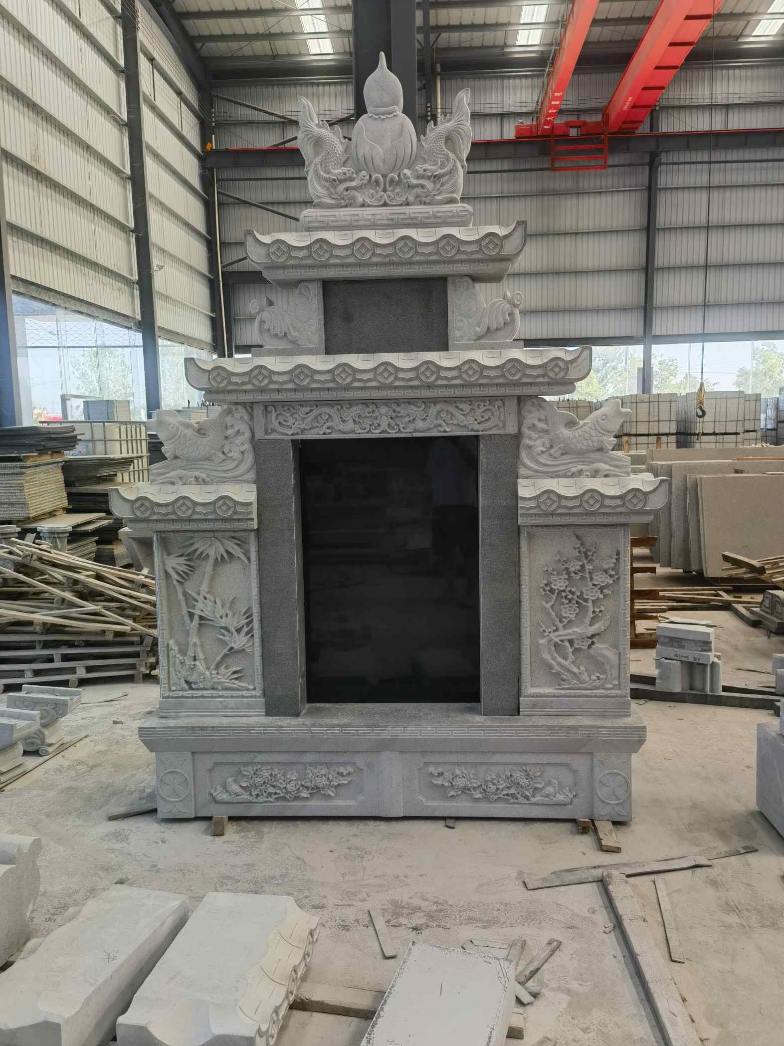 山东 芝麻灰高档墓碑、土墓，一套也支持定做