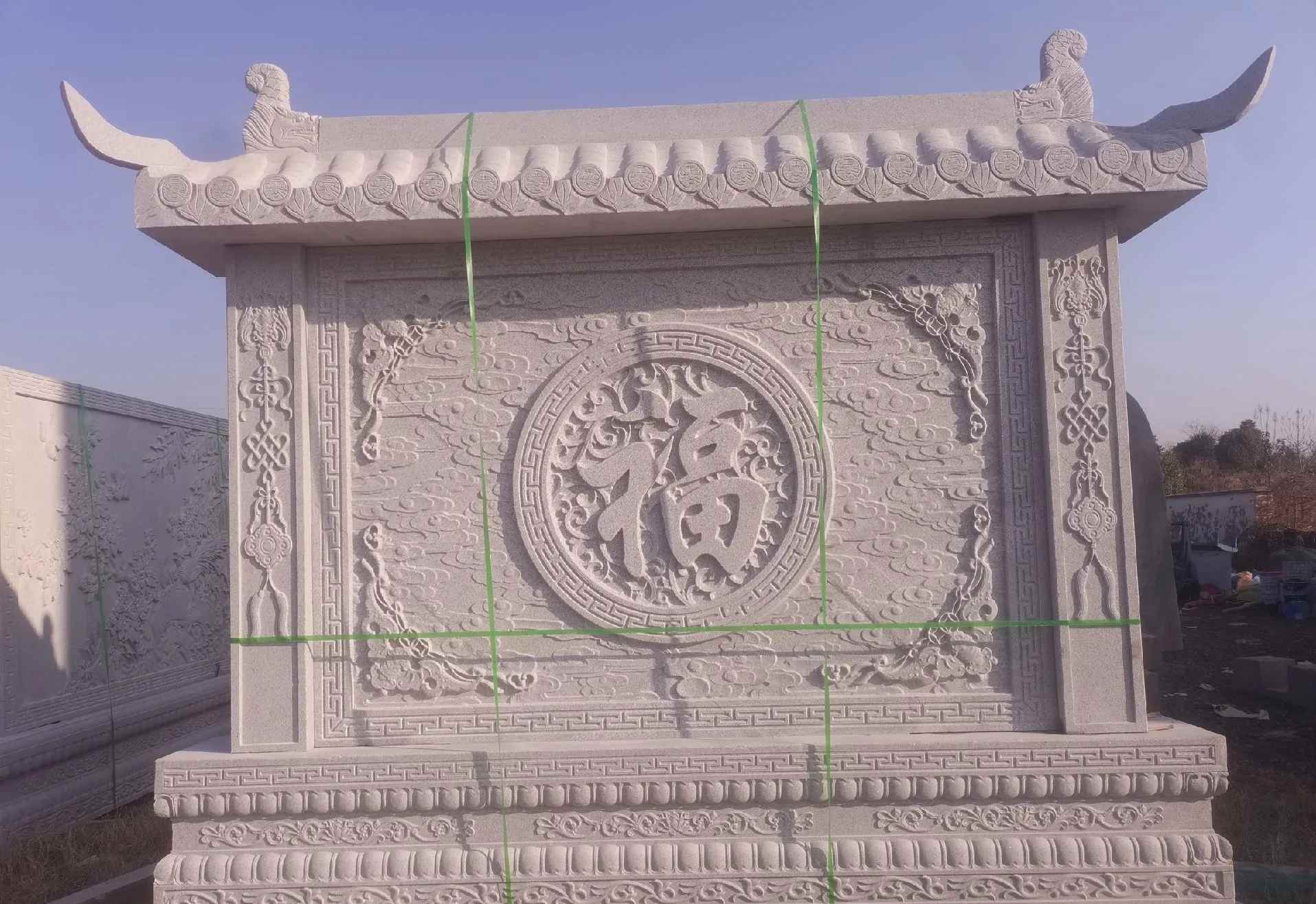山东 芝麻白花岗岩屏风，照壁，影壁